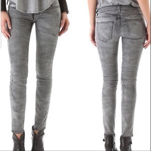 Current Elliott ankle skinny mesh print gray jeans